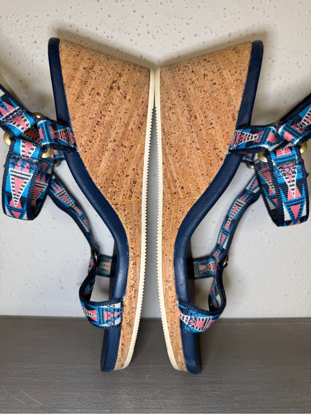 Teva Arrabelle Mosaic Leather Wedge Heel Sandals Blue Women's Size US 9 - Picture 5 of 10